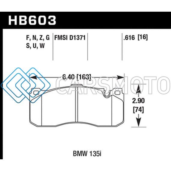 HAWK PERFORMANCE HB603U.616 BMW 135I DTC-70 RACE FRONT BRAKE PADS