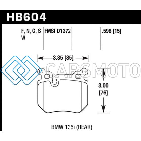 HAWK PERFORMANCE HB604W.598 BMW 135I DTC-30 RACE REAR BRAKE PADS