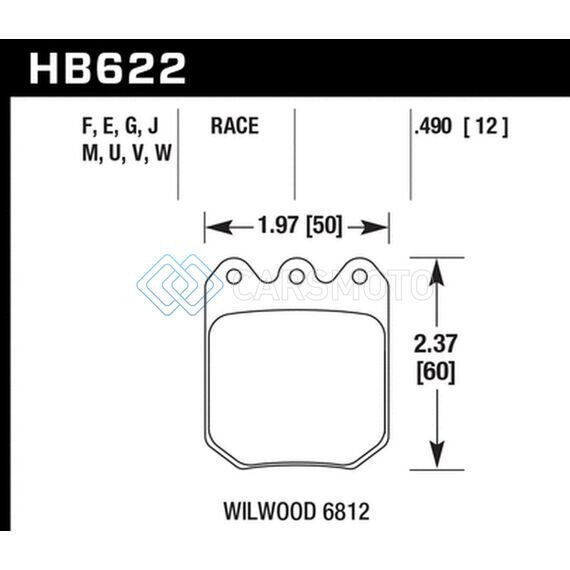 HAWK PERFORMANCE HB622W.490 WILWOOD DLS 6812 DTC-30 BRAKE PADS