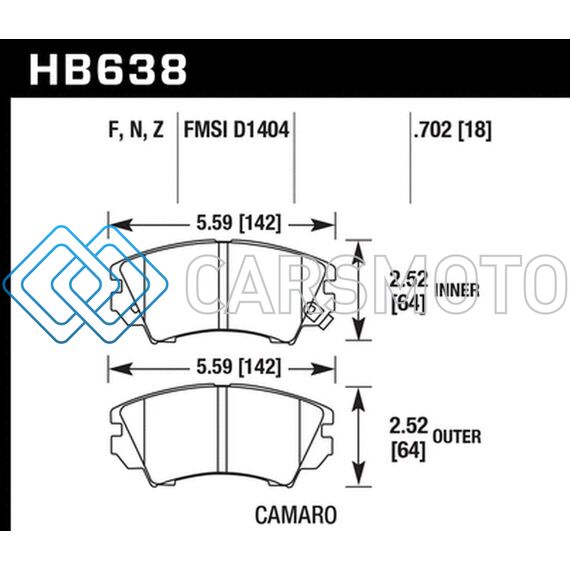 HAWK PERFORMANCE HB638B.702 10-15 CHEVROLET CAMARO HPS 5.0 FRONT BRAKE PADS