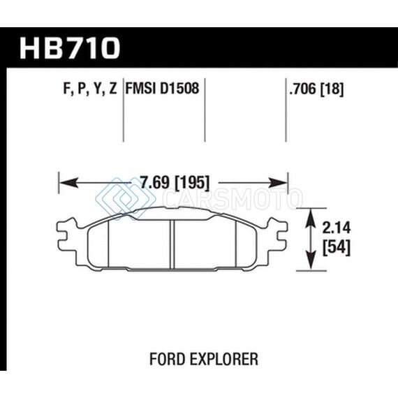 HAWK PERFORMANCE HB710Z.706 FORD/LINCOLN 11-13 EXPLORER/09-13 FLEX/10-13 TAURUS/MKS/MKT PERFORMANCE CERAMIC BRAKE PAD