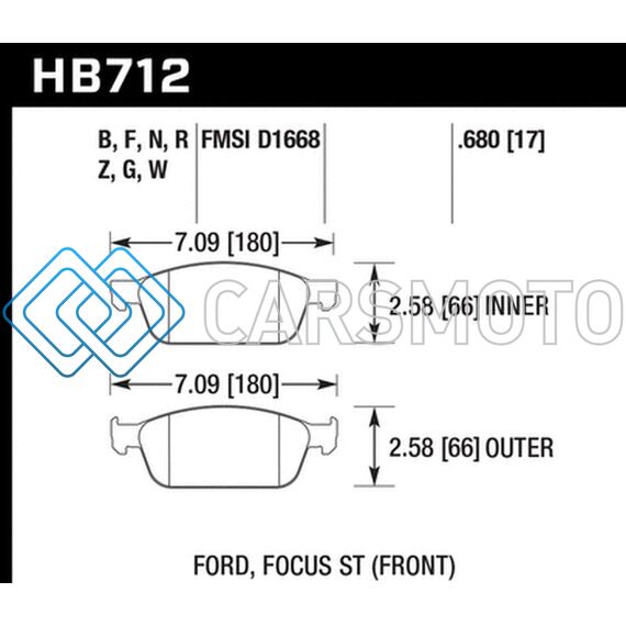 HAWK PERFORMANCE HB712F.680 13 FORD FOCUS HPS FRONT STREET BRAKE PADS