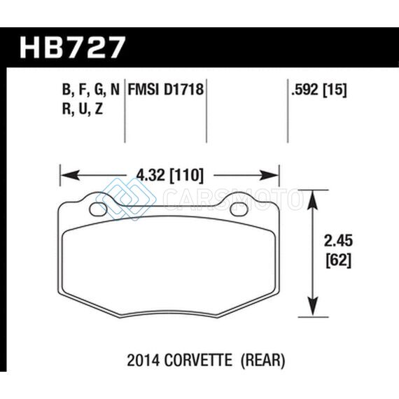 HAWK PERFORMANCE HB727Z.592 2014 CHEVROLET CORVETTE PC REAR BRAKE PADS
