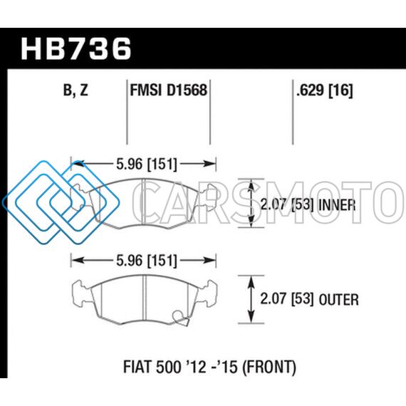 HAWK PERFORMANCE HB736D.629 14-16 FIAT 500 C FRONT ER-1 BRAKE PADS