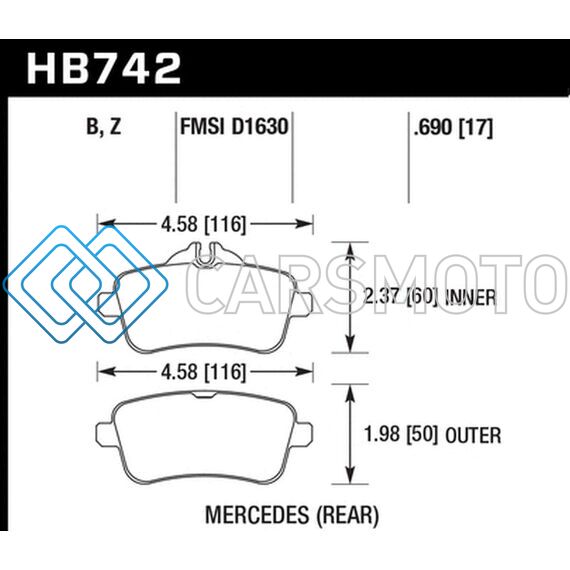 HAWK PERFORMANCE HB742B.690 12-15 MERCEDES-BENZ ML350/550 HPS 5.0 REAR BRAKE PADS