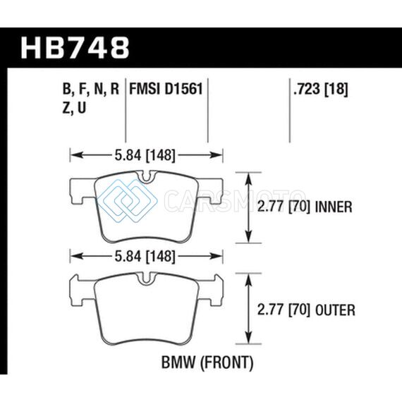 HAWK PERFORMANCE HB748B.723 13-14 BMW 328I/328I XDRIVE / 2014 428I/428I XDRIVE HPS 5.0 FRONT BRAKE PADS