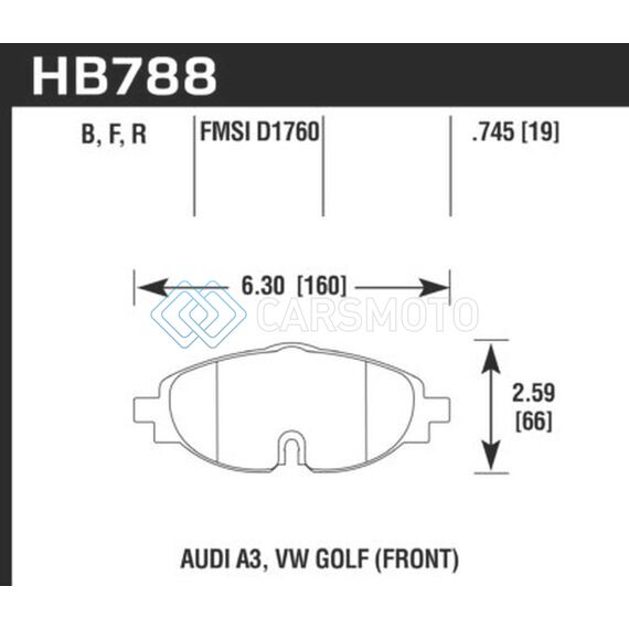 HAWK PERFORMANCE HB788Z.745 15-17 VW GOLF / AUDI A3/A3 QUATTRO PERFORMANCE CERAMIC STREET FRONT BRAKE PADS