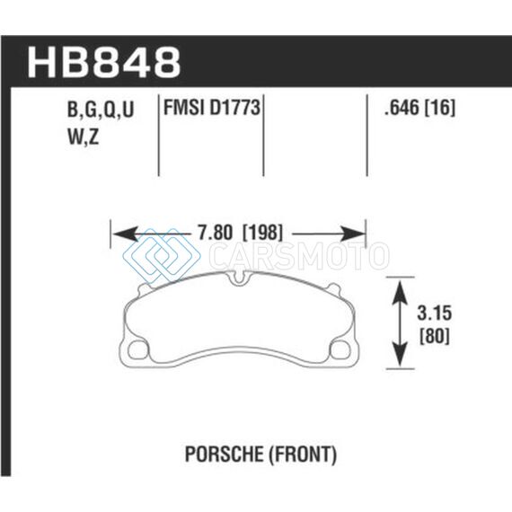 HAWK PERFORMANCE HB848B.646 14-19 PORSCHE 911 GT3/GT3 RS / 2016 PORSCHE CAYMAN GT4 HPS 5.0 FRONT BRAKE PADS