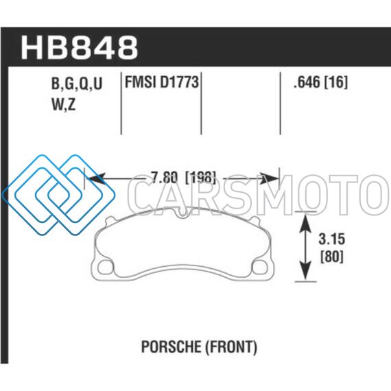 HAWK PERFORMANCE HB848U.646 14-19 PORSCHE 911 GT3/GT3 RS / 2016 PORSCHE CAYMAN GT4 DTC-70 RACE FRONT BRAKE PADS