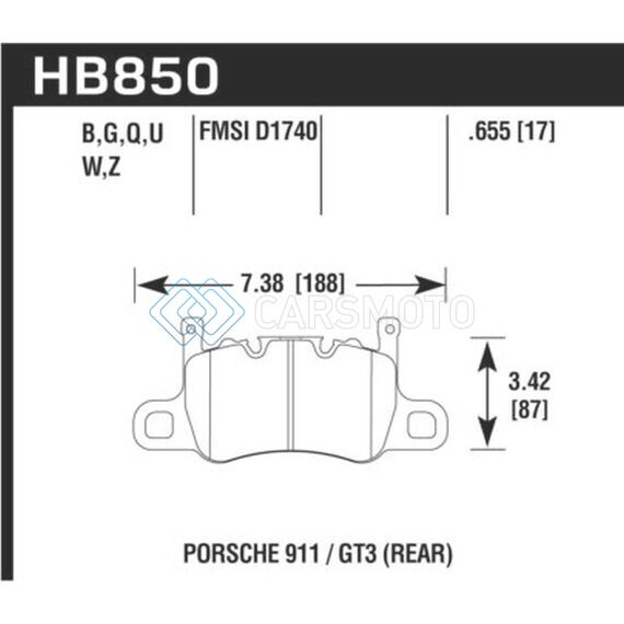HAWK PERFORMANCE HB850Z.655 AUDI 14-19 PORSCHE 911 / 2016 CAYMAN / 17-19 PANAMERA PC REAR BRAKE PADS W/ CARBON CERAMICS