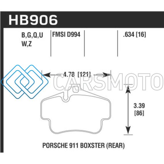 HAWK PERFORMANCE HB906D.634 2020 PORSCHE 718 BOXSTER 2.0L BASE CERAMIC COMPOSITE BRAKES REAR ER-1 BRAKE PADS
