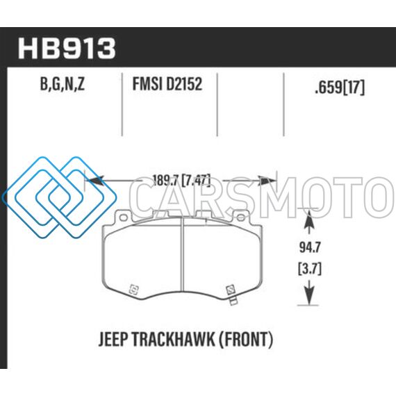 HAWK PERFORMANCE HB913N.659 18-19 JEEP GRAND CHEROKEE TRACK HP+ FRONT BRAKE PADS