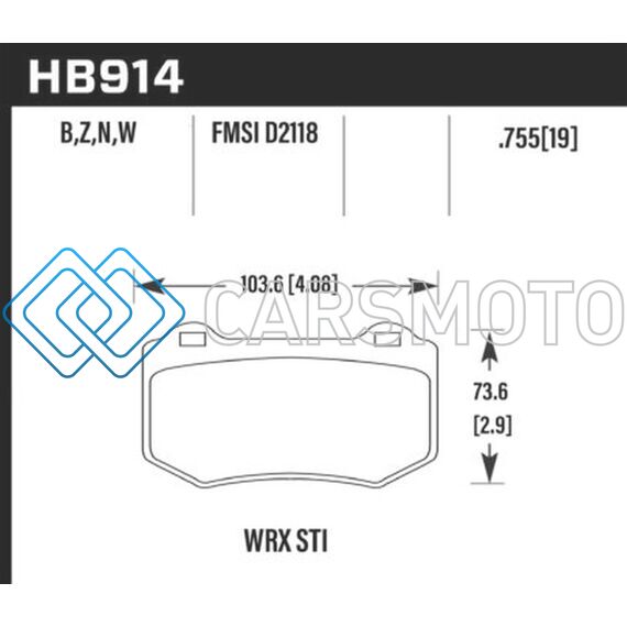 HAWK PERFORMANCE HB914B.580 2018 SUBARU WRX STI HPS 5.0 REAR BRAKE PADS
