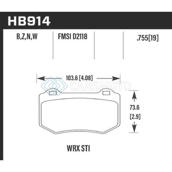 HAWK PERFORMANCE HB914Z.580 2018 SUBARU WRX STI PERFORMANCE CERAMIC STREET BRAKE PADS