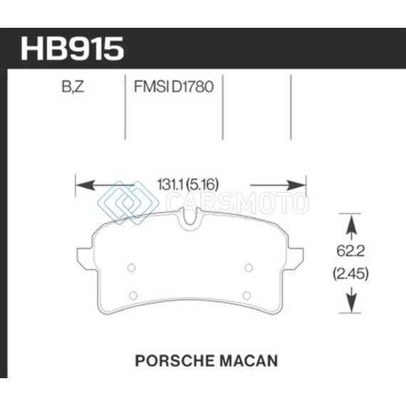 HAWK PERFORMANCE HB915B.664 16-18 PORSCHE MACAN HPS 5.0 STREET REAR BRAKE PADS