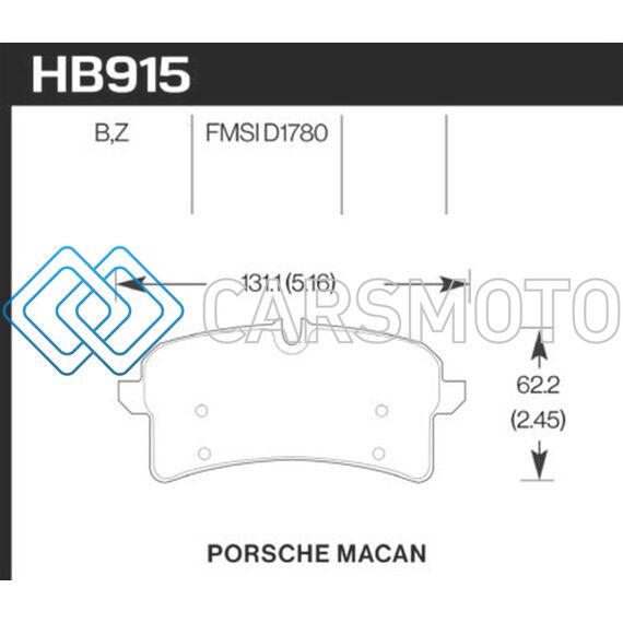 HAWK PERFORMANCE HB915Z.664 16-18 PORSCHE MACAN PERFORMANCE CERAMIC STREET REAR BRAKE PADS