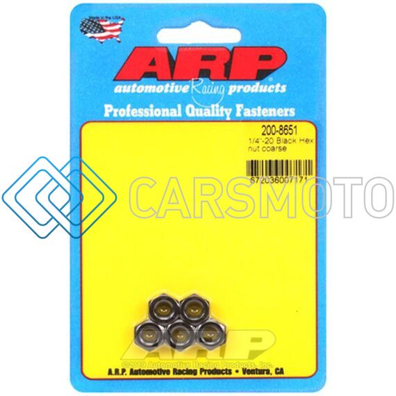 ARP 200-8651 1/4-28 BLACK COARSE HEX NUT KIT (5/PKG)
