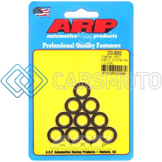 ARP 200-8685 3/8IN ID X 5/8IN OD MACHINED CHAMFER BLACK WASHERS (10 PACK)