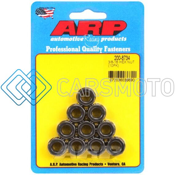 ARP 200-8734 3/8-16 BLACK HEX NUT KIT (QTY 10)