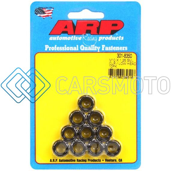 ARP 301-8350 M10X1.25 SML CLR/LOW HEAD 12PT NUT KIT 8740 CHROME MOLY BLACK - 10 PK