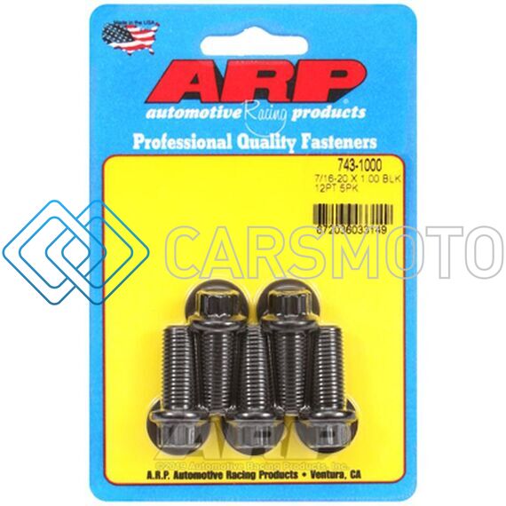 ARP 743-1000 7/16 INCH -20X1.000IN UHL 12PT BLACK OXIDE BOLTS (5/PKG)