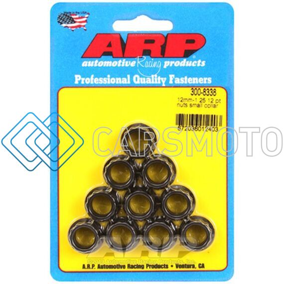 ARP 300-8338 M12 X 1.25 12PT NUT KIT SMALL COLLAR (PACK OF 10)