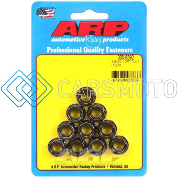 ARP 300-8392 3/8-24 1/2 SOCKET .645 FLANGE OD 12PT NUT KIT (10 PACK)
