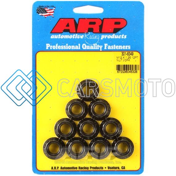 ARP 301-8349 M12 X 1.25 12PT NUT KIT 8740 CHROME MOLY (PACK OF 10)