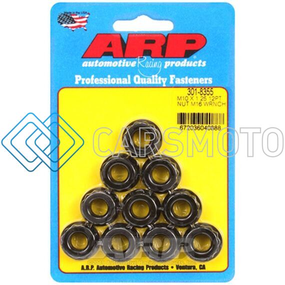 ARP 301-8355 M10 X 1.25 (5) 12-POINT NUT KIT (PACK OF 10)