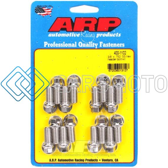 ARP 400-1102 CHEVROLET / FORD 3/8IN X .750 SS HEX HEADER BOLT KIT