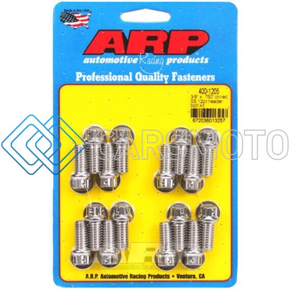 ARP 400-1205 3/8 X .750 DRILLED SS 12PT HEADER BOLT KIT