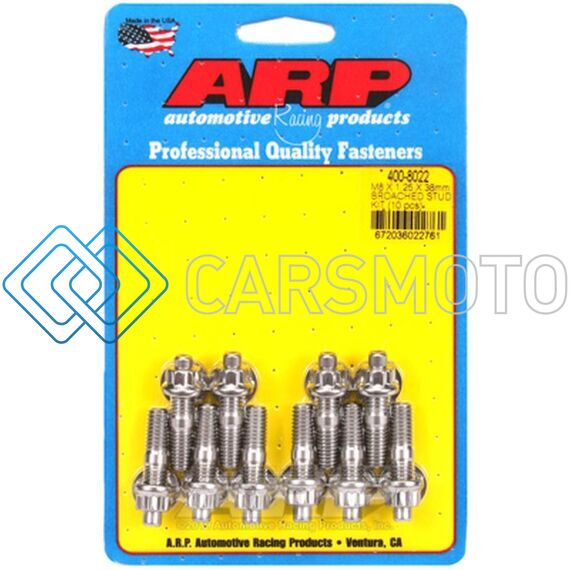 ARP 400-8022 M8 X 1.25 X 38MM BROACHED 10 PIECE STUD KIT