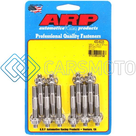 ARP 400-8025 M8 X 1.25 X 57MM BROACHED 10 PIECE STUD KIT