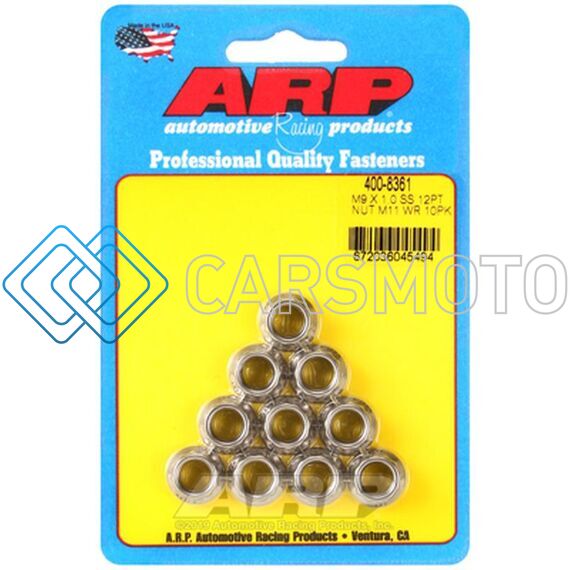 ARP 400-8361 M9 X 1.00 (M11 WR) SS 12PT NUT KIT (SET OF 10)