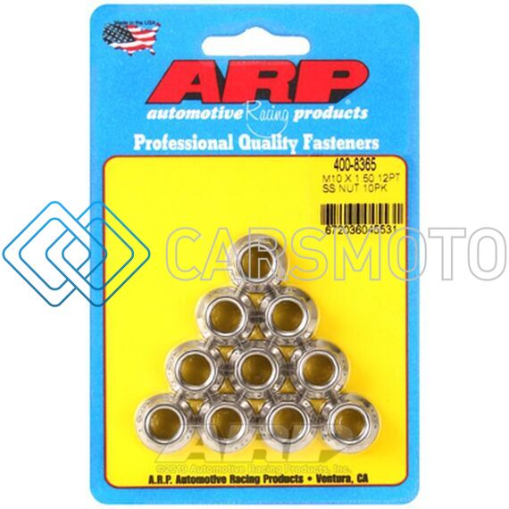 ARP 400-8365 M10 X 1.50 (M12 WR) SS 12PT NUT KIT (SET OF 10)
