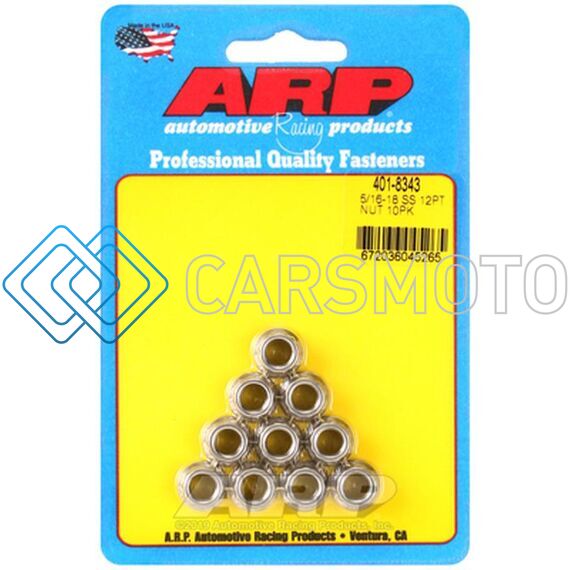 ARP 401-8343 5/16-18 12PT NUT KIT SS - 10 PK