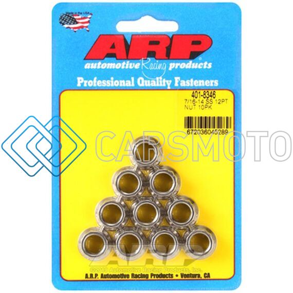 ARP 401-8346 7/16-14 12PT NUT KIT SS - 10 PK