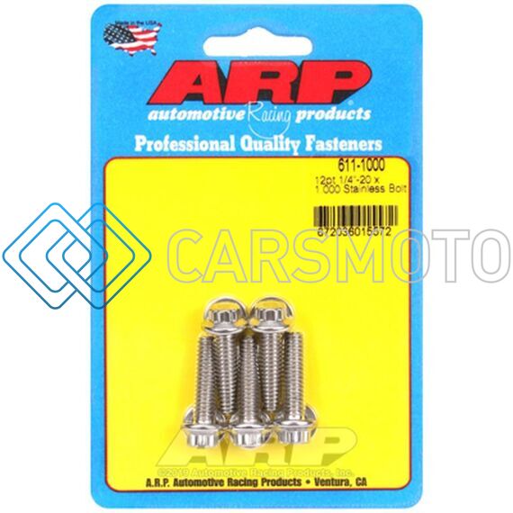 ARP 611-1000 1/4IN X 20 - 1IN UHL 12PT SS BOLT KIT (5/PKG)
