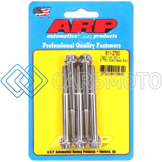 ARP 611-2750 1/4-20 X 2.750 12PT SS SAE BOLT KIT (5/PKG)