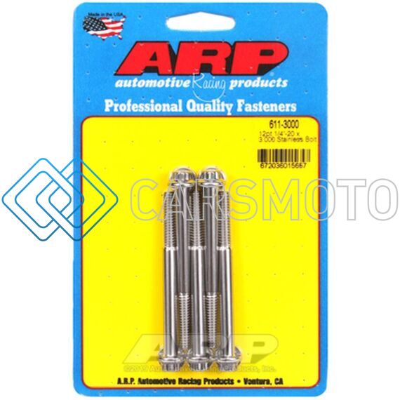 ARP 611-3000 1/4-20 X 3.000 12PT STAINLESS STEEL BOLTS (SET OF 5)