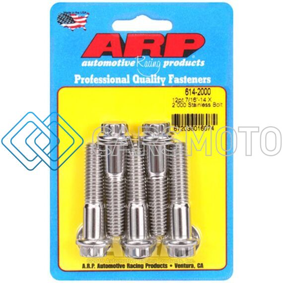 ARP 614-2000 7/16IN -14X2.000 12PT 1/2 WRENCHING SS BOLTS (5/PKG)