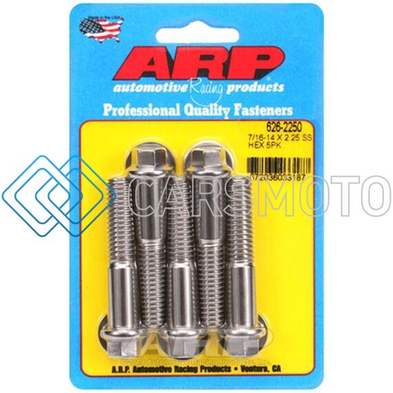 ARP 626-2250 7/16-14 X 2.250 HEX SS BOLTS (5/PKG) - POLISHED FINISH