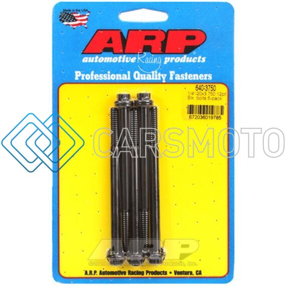 ARP 640-3750 1/4-20 X 3.750 12PT BLACK OXIDE BOLTS (5/PKG)