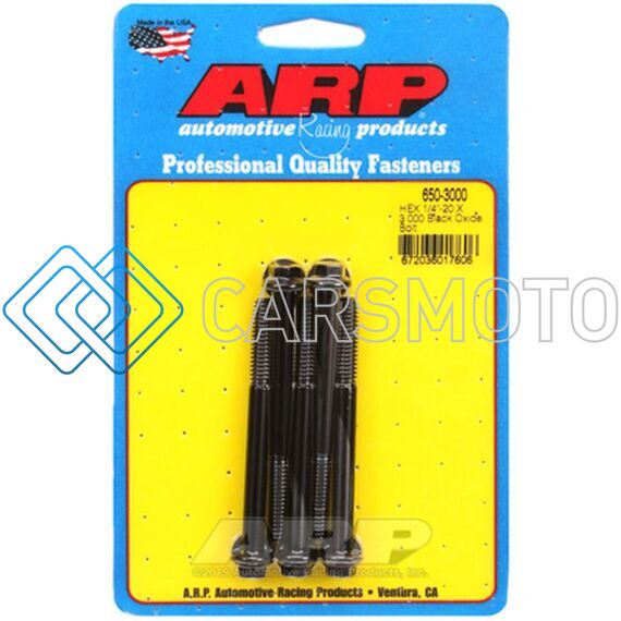 ARP 650-3000 1/4-20 X 3.000 HEX BLACK OXIDE BOLTS (QTY 5)