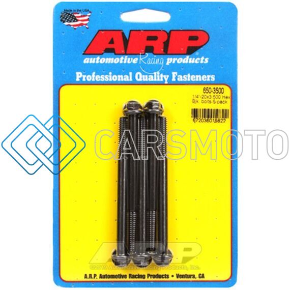 ARP 650-3500 1/4-20 X 3.500 HEX BLACK OXIDE BOLTS
