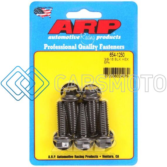 ARP 654-1250 3/8IN - 16 X 1.250 HEX 7/16 WRENCHING BLACK OXIDE BOLTS (5/PKG)