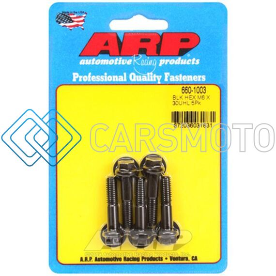ARP 660-1003 M6 X 1.00 X 30 HEX BLACK OXIDE BOLTS