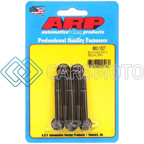 ARP 660-1007 M6 X 1.00 X 50 HEX BLACK OXIDE BOLTS (5/PKG)