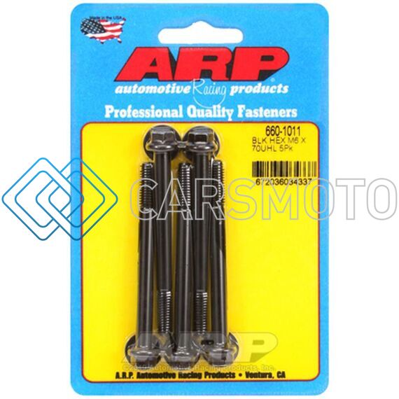 ARP 660-1011 M6 X 1.00 X 70 BLACK OXIDE HEX BOLTS (5/PKG)