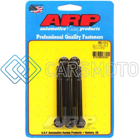ARP 660-1012 M6 X 1.00 X 75 HEX BLACK OXIDE BOLTS